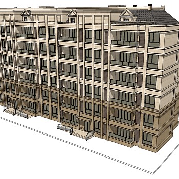 欧式公寓sketchup模型，公寓草图大师模型下载