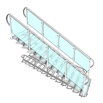 现代钢结构玻璃单跑楼梯草图大师模型，钢结构单跑楼梯sketchup模型免费下载