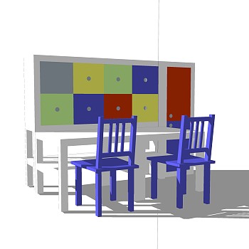 现代儿童桌椅免费su模型，儿童桌椅skp模型下载