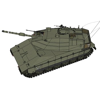 以色列Merkava梅卡瓦MK4型坦克草图大师模型，坦克SU模型下载