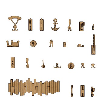 现代衣钩组合草图大师模型，衣钩sketchup模型下载
