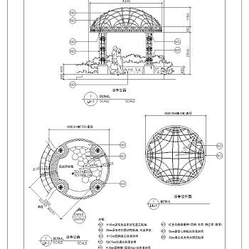 景观亭CAD施工详图下载