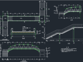钢结构天桥CAD图纸，钢结构CAD建筑图纸下载