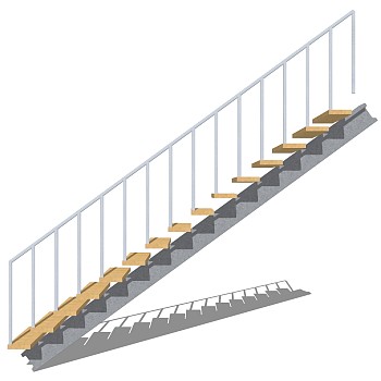 现代单跑楼梯草图大师模型，单跑楼梯sketchup模型免费下载