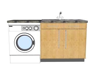 现代洗衣机草图大师模型，洗衣机SKP模型下载