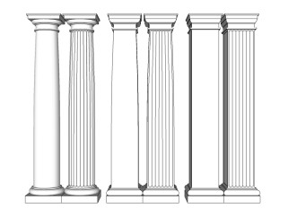 多立克罗马柱skp文件下载，罗马柱草图大师模型