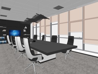 现代会议室su模型，会议室草图大师模型下载