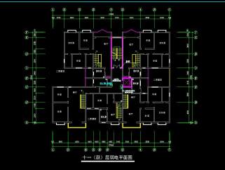 某11层小高层住宅楼电气设计CAD施工图，住宅楼电气设计施工CAD图纸下载