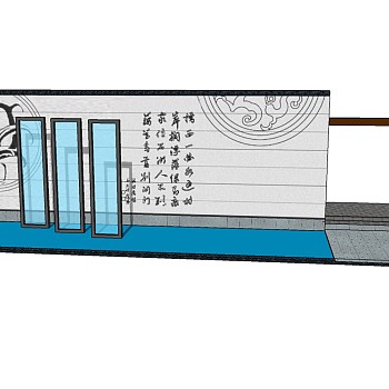 现代景观墙草图大师模型，文化景墙sketchup模型下载