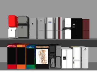 现代冰箱组合草图大师模型，冰箱sketchup模型下载