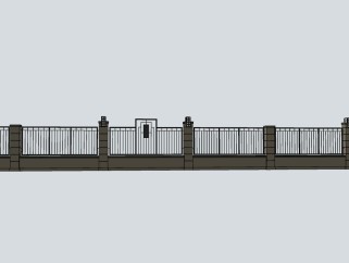 现代铁艺围墙sketchup模型下载，围墙skb模型分享