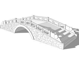 自然风石桥白膜草图大师模型，石桥sketchup模型免费下载