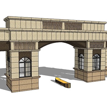 欧式入口大门sketchup模型下载，入口大门草图大师模型