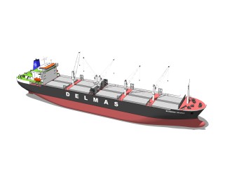 现代大型货轮skb文件模型，货船sketchup模型下载