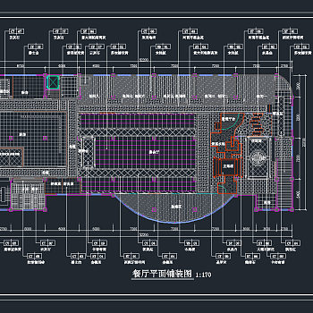 高档中式餐厅室内设计，餐饮CAD施工图纸下载