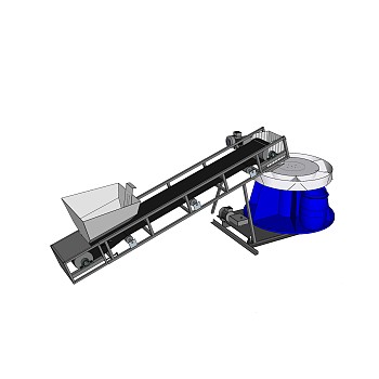 现代滚筒式筛沙机草图大师模型，筛沙机sketchup模型下载