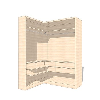现代简约衣柜草图大师模型，储物柜SKP模型下载