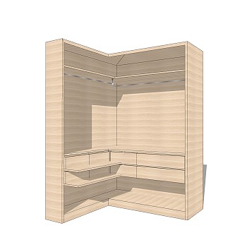 现代简约衣柜草图大师模型，储物柜SKP模型下载