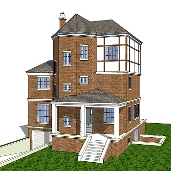 现代别墅外观草图大师模型，别墅外观sketchup模型免费下载