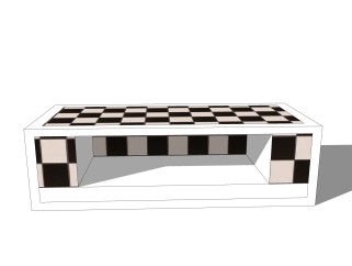 现代瓷砖草图大师模型，双人床SKP模型下载