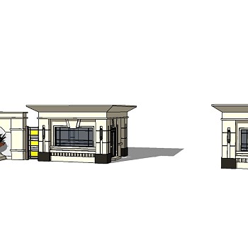 欧式入口大门SU模型下载，入口大门skp文件下载