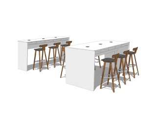 现代吧台椅组合草图大师模型，桌椅sketchup模型下载