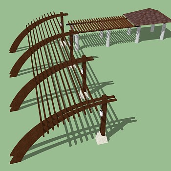 现代风格廊架草图大师模型，廊架sketchup模型下载