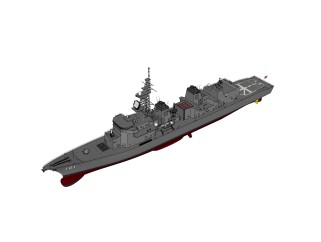 现代日本村雨级101村雨号驱逐舰草图大师模型，驱逐舰su模型下载