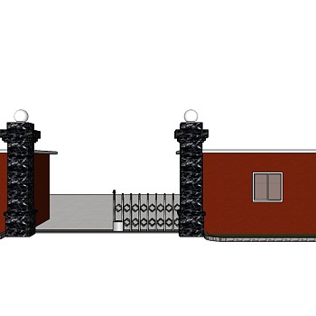 现代大门入口su模型下载、入口大门草图大师模型下载