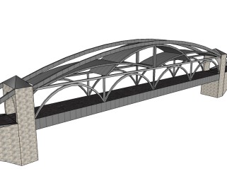 现代公路桥草图大师模型，公路桥su模型下载