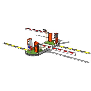 现代车行道闸SU模型，车行道闸SKP模型下载