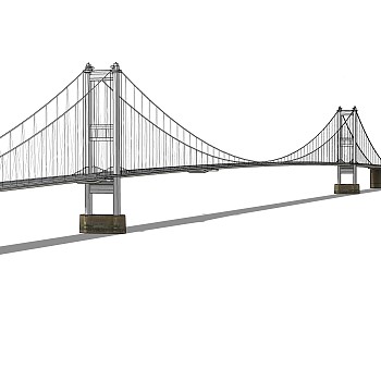 悬索桥设计草图大师模型下载，sketchup悬索桥su模型分享