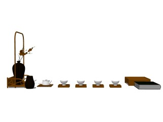 中式茶壶花器摆件草图大师模型,现代装饰品su模型下载