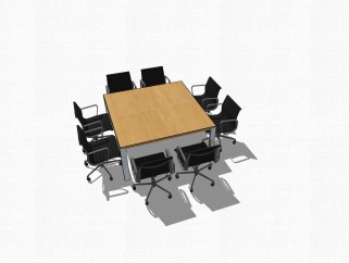 现代小型会议桌su模型，会议桌sketchup模型下载