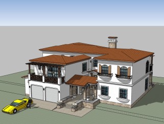 欧式别墅草图大师模型，别墅sketchup模型