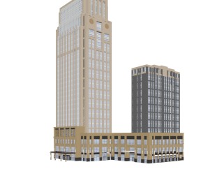 现代新古典高层办公楼草图大师模型，新古典高层办公楼sketchup模型免费下载