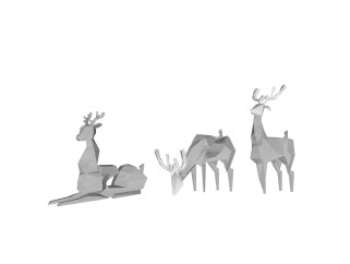 现代麋鹿雕塑小品草图大师模型，麋鹿雕塑小品sketchup模型免费下载