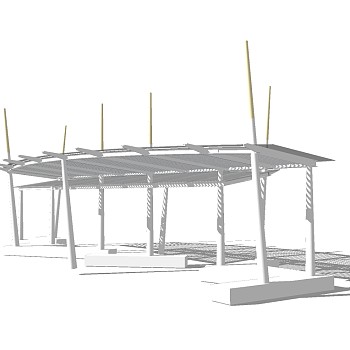 现代造型廊架草图大师模型，造型廊架sketchup模型下载