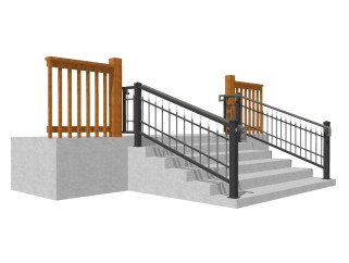 现代单跑楼梯草图大师模型，单跑楼梯sketchup模型免费下载