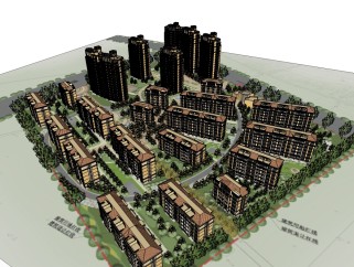 欧式住宅小区规划su模型下载、住宅小区规划草图大师模型下载