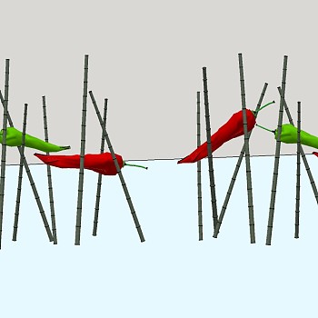 现代抽象辣椒景观小品su模型下载、抽象辣椒景观小品草图大师模型下载