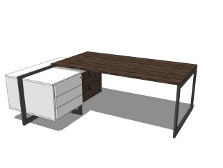 现代班台桌草图大师模型，班台桌sketchup模型下载