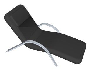 现代躺椅草图大师模型，黑色扶手躺椅su模型下载