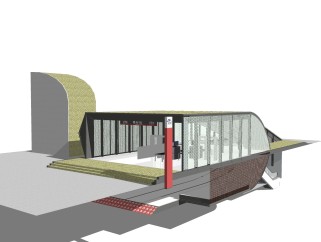 现代地铁出口草图大师模型，地铁出口sketchup模型下载