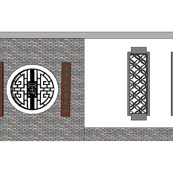 现代景观墙sketchup模型下载，景观墙草图大师模型