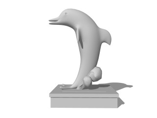 现代海豚雕塑小品草图大师模型，海豚雕塑小品sketchup模型免费下载