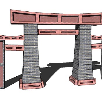 现代牌坊大门草图大师模型，牌坊skb模型分享
