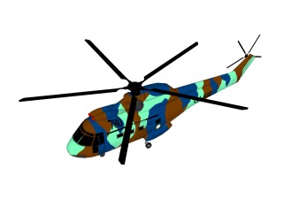 现代SA-330美洲豹直升机草图大师模型，直升机sketchup模型下载
