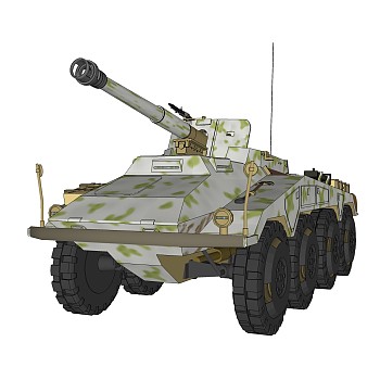 德国SD-KFZ234-4轮式自行反坦克炮su模型，自行反坦克炮草图大师模型下载