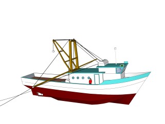 现代大型渔船skb文件，货船skp模型下载